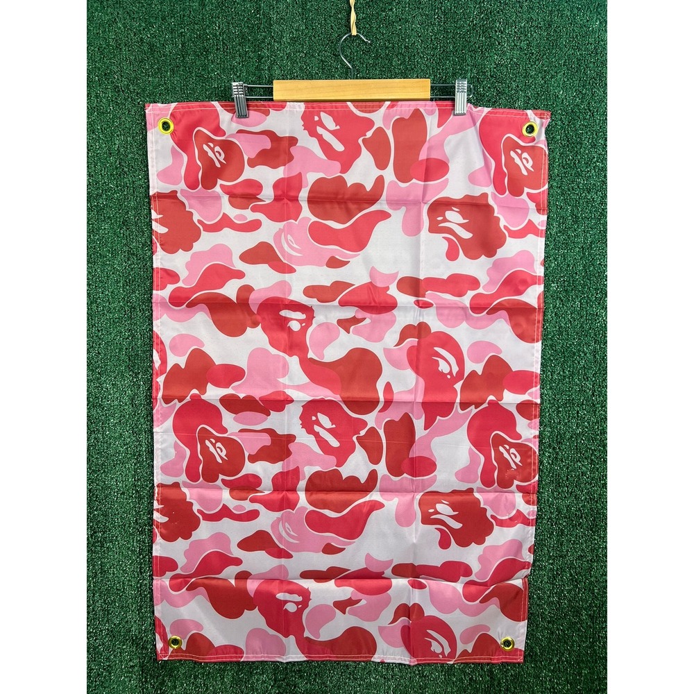 Bape Pink Camo Wall Flag Banner A Bathing Ape Head Streetwear Decor 2x3
